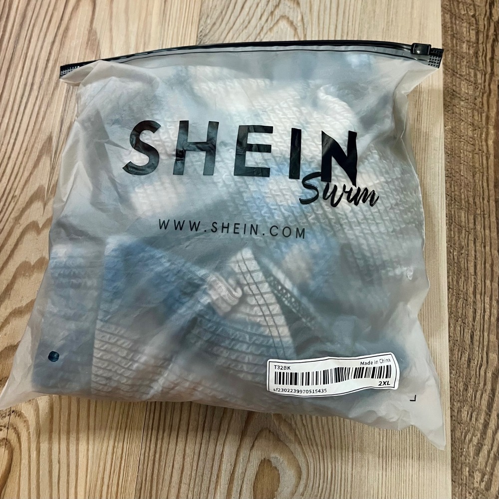 SHEIN Swim Womens 2XL Blue Tie Dye Ribbed Boho Grunge High Waist Bikini NWOT - Picture 7 of 7
